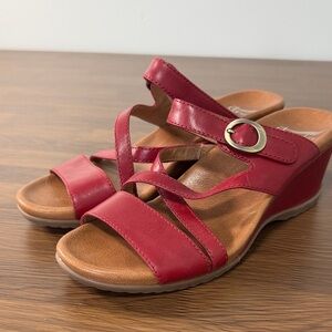Dansko‎ Red Strappy Wedge Sandals Sz 38